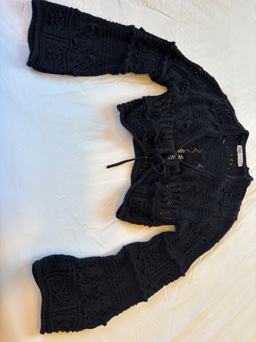 Zara Black Cropped Knit Cardigan